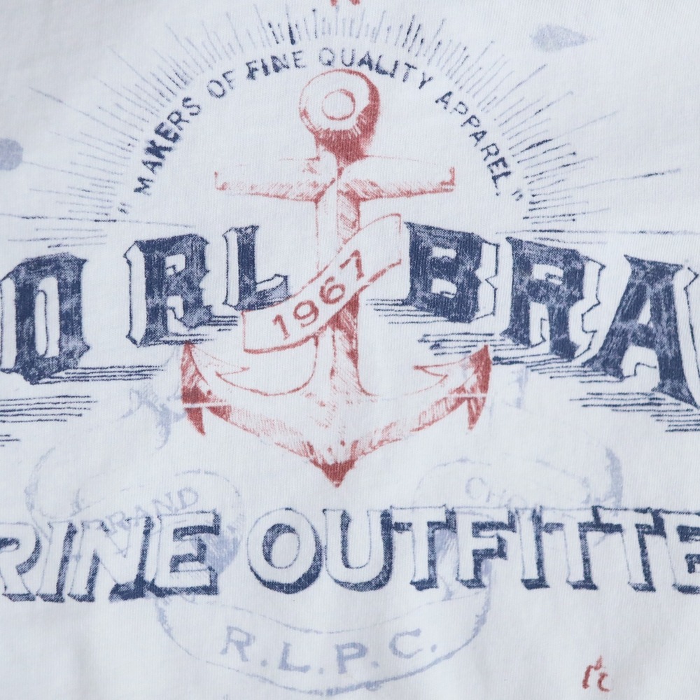 Vintage Polo Ralph Lauren T Shirt Mens L White Marine Outfitter Graphic Tee - Picture 10 of 10